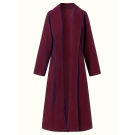 Plus Size Casual Trench Coat â€“ Chic Lapel Overcoat with Durable, Easy Care Knit & Pockets for Spring/Fall