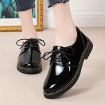 Women's Solid Color Oxford Shoes, Lace Up Platform Casual Soft Sole Shoes, Versatile Closed Toe Shoes