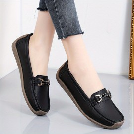 Women's Casual Flat Shoes, Solid Color Soft Sole Slip On Anti-slip Shoes, Comfy Flat Loafers