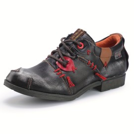 Women's Fashionable Retro Chunky Heel Shoes, Fashion Lace Up Oxfords, Comfortable Versatile Shoes