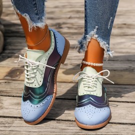 Women's Vintage Style Fashion Oxford Shoes, Fashion Lace-up Flats, Casual Versatile Low Top Shoes