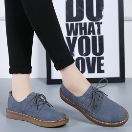 Women's Solid Color Oxford Shoes, Lace Up Comfy Platform Soft Sole Shoes, Lightweight Low-top Daily Shoes