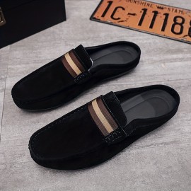 Men's Moc Toe Slip-on Mules, Casual Walking Slippers Outdoor, Backless Loafers, Open Back Shoes