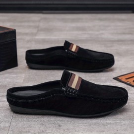 Men's Moc Toe Slip-on Mules, Casual Walking Slippers Outdoor, Backless Loafers, Open Back Shoes