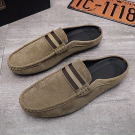 Men's Moc Toe Slip-on Mules, Casual Walking Slippers Outdoor, Backless Loafers, Open Back Shoes