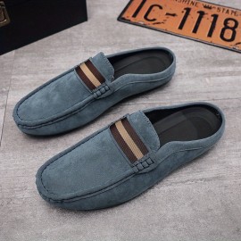 Men's Moc Toe Slip-on Mules, Casual Walking Slippers Outdoor, Backless Loafers, Open Back Shoes