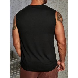 Grimace Pattern Comfy Breathable Tank Top, Men's Casual Stretch Sleeveless T-shirt For Summer Gym Workout Training Basketball