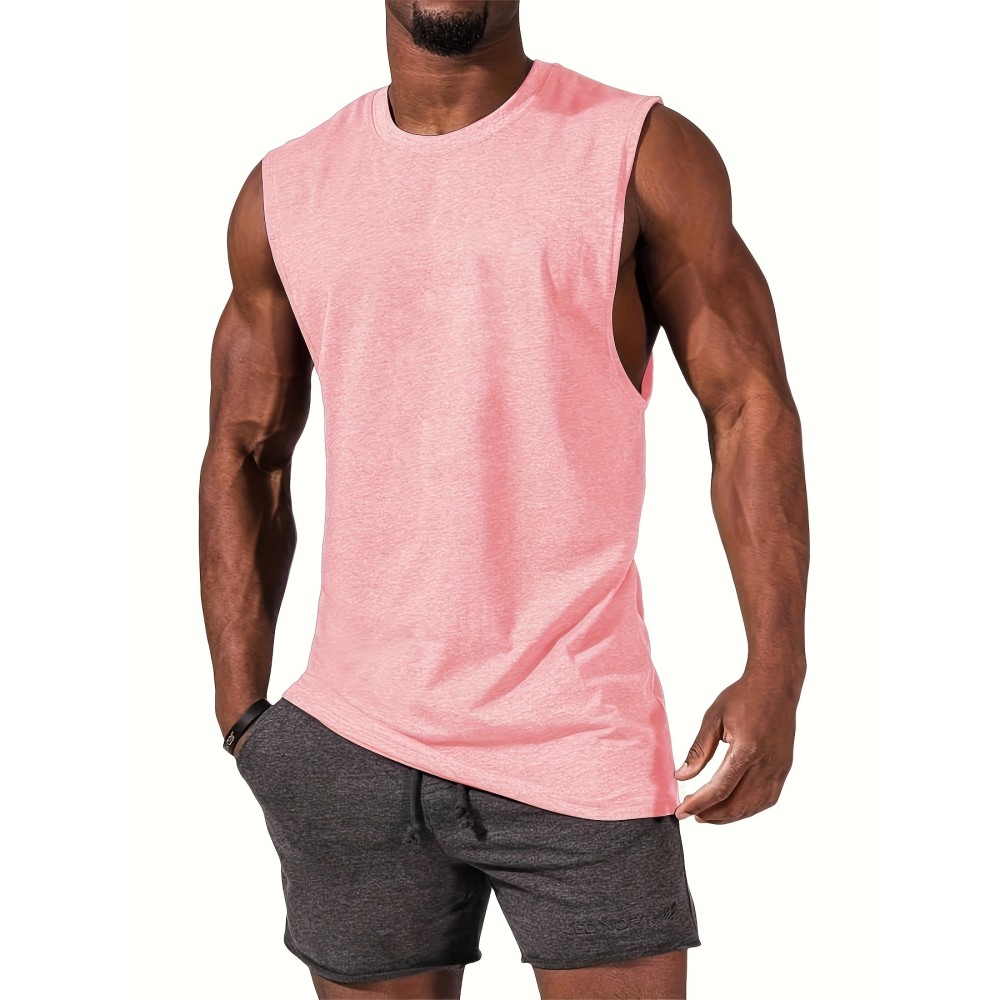 Summer Men's Quick Dry Moisture-Wicking Breathable Tank Tops, Athletic Gym Bodybuilding Sports Sleeveless Shirts, For Running Training, Men's Clothing