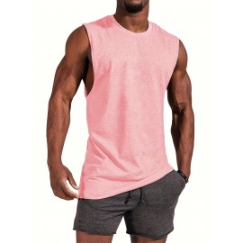 Summer Men's Quick Dry Moisture-Wicking Breathable Tank Tops, Athletic Gym Bodybuilding Sports Sleeveless Shirts, For Running Training, Men's Clothing