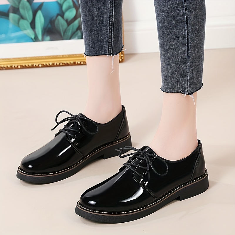 solid color oxford shoes women s lace platform casual soft details 2