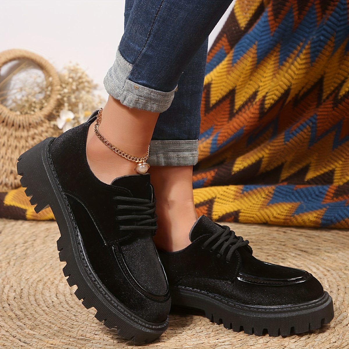 platform shallow mouth   women s solid color trendy details 8