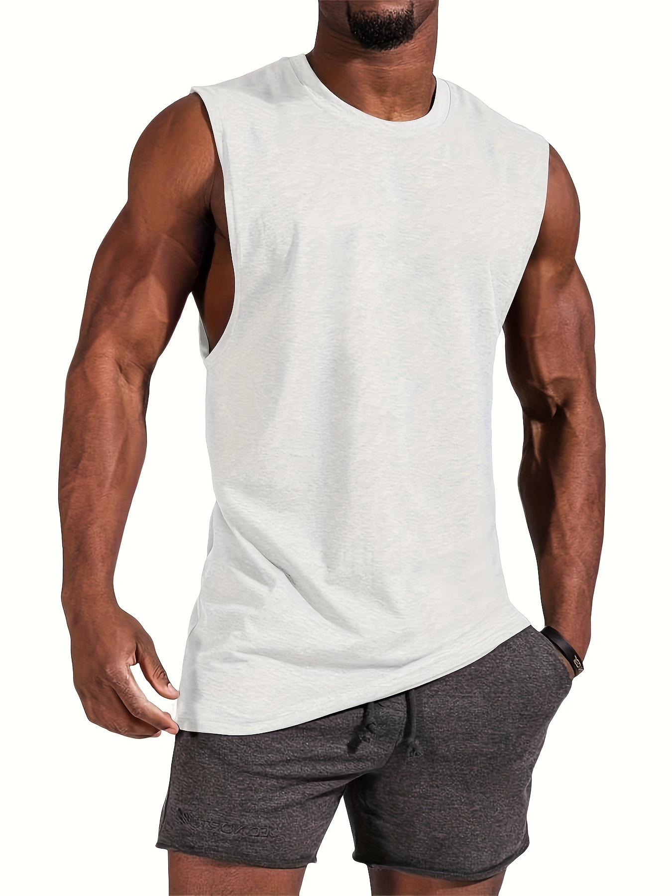 summer mens quick dry moisture wicking breathable tank tops athletic gym bodybuilding sports sleeveless shirts for running training mens clothing details 6